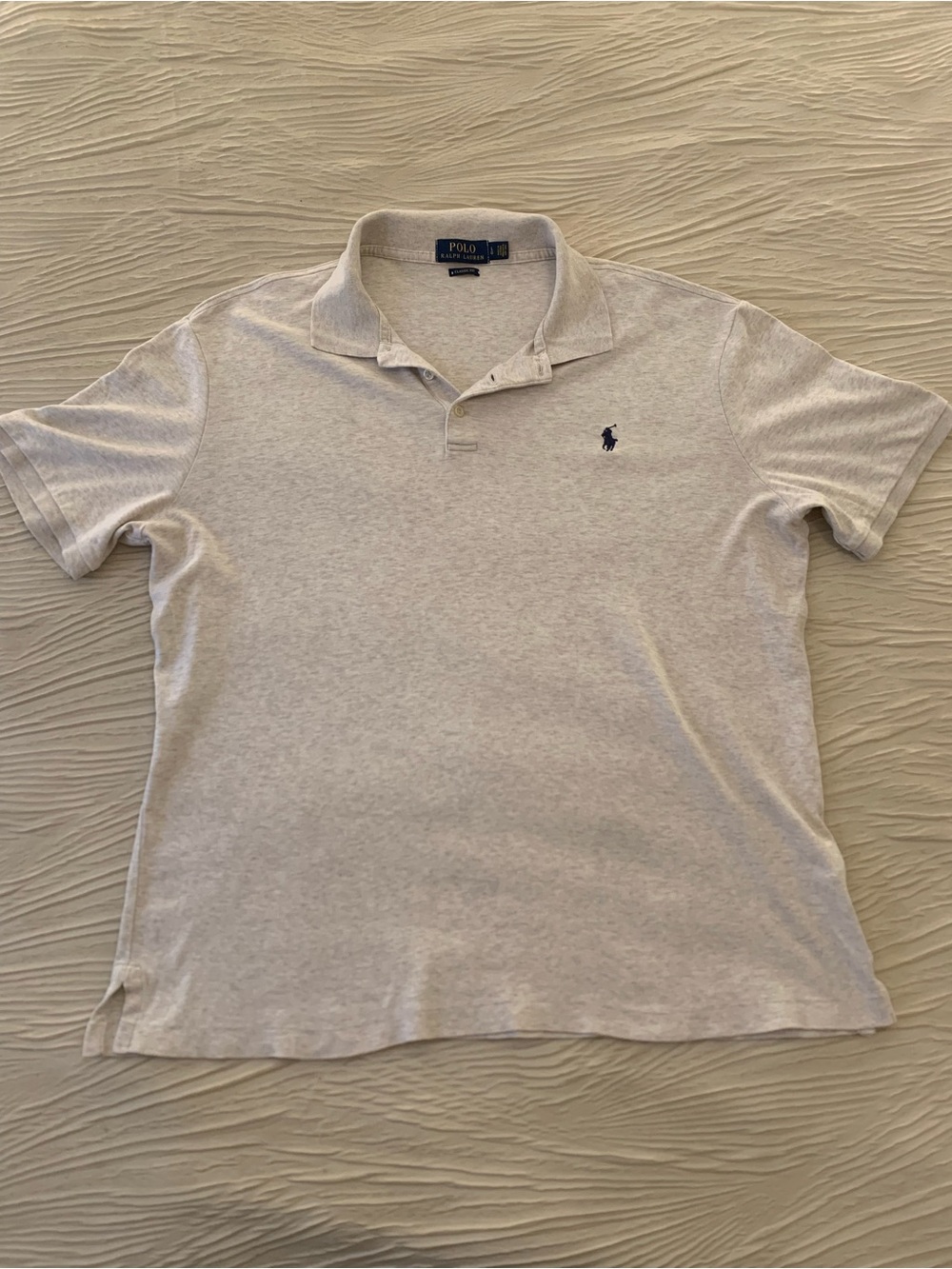 Polo Ralph Lauren Heathered Light Gray short sleeve polo, size Large